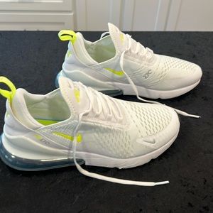 Nike Air Max 270 White with fluorescent swoosh. Size 10.5.